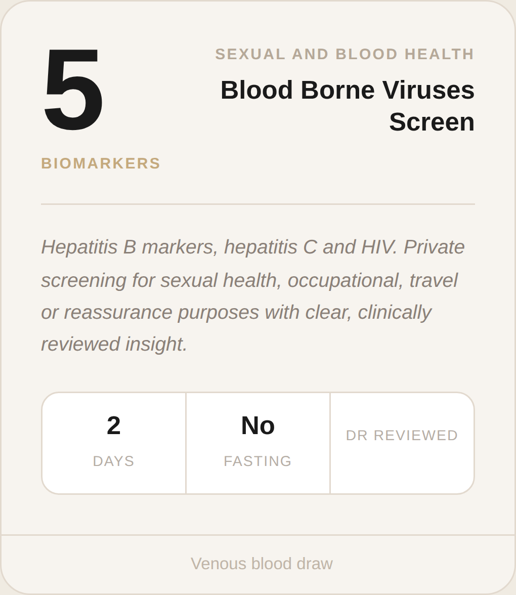 Blood Borne Viruses (BBV) Screen