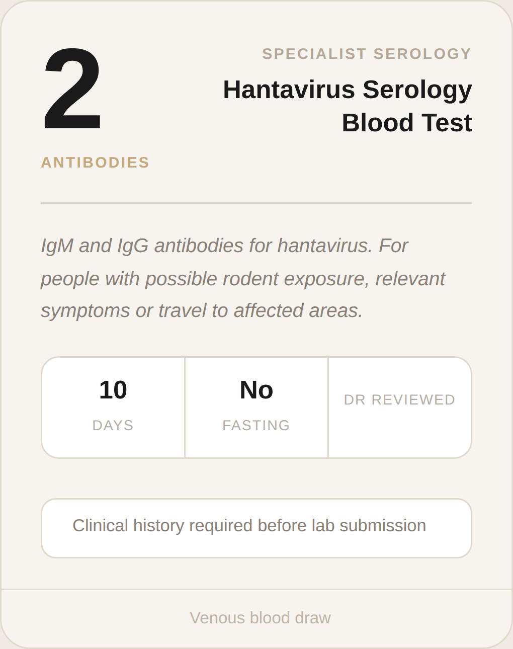 Hantavirus Serology Blood Test